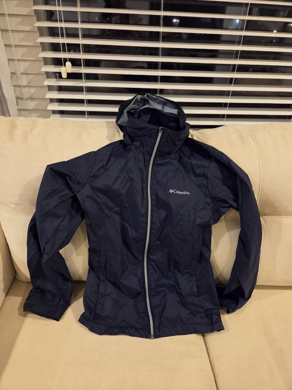 Columbia Women's Navy Hooded Rain Shell Jacket